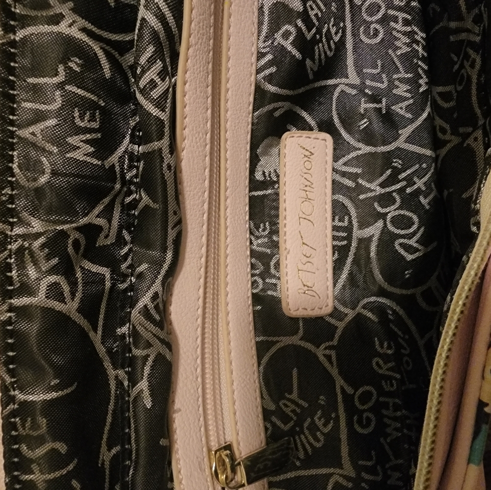 Betsey Johnson pink and floral print bookbag